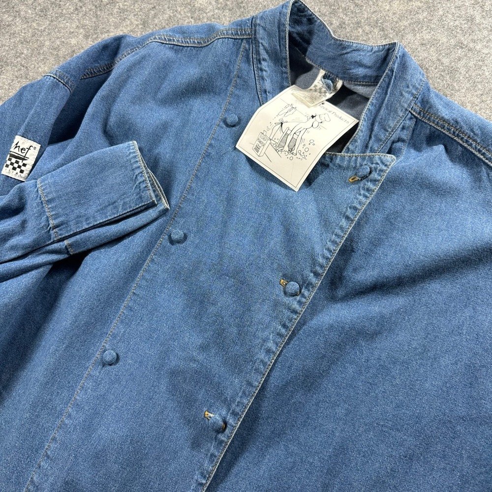 Chef Revival Denim Chef Coat Unisex 2X Blue Double Breasted Cotton Jacket New